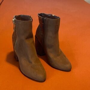 Rouge! Brown Heeled Boots with Croc Texture